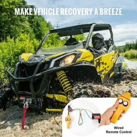 Electric Winch ATV UTV 907 kg Steel Cable IP 55 Waterproof Wired Control