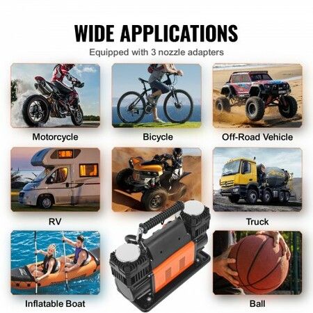 10.6CFM Portable Tire Inflator Dual-Cylinder Air Compressor 12V 150PSI