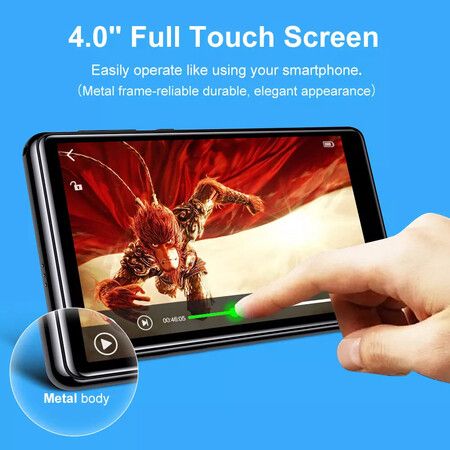 32GB MP3 Player with Bluetooth and WiFi,MP3 Player with Spotify,Audible,Pandora,Amazon Music,Android 4In Touchscreen Music Player