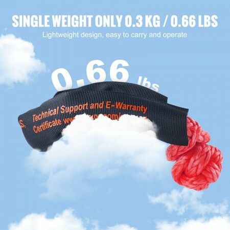 Soft Shackle Synthetic Recovery Rope 2PCS 12.7x558.8 mm 20T Break Strength