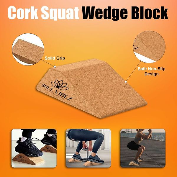 2Pcs Cork Squat Wedge Block Non Slip Slant Board for Calf Stretching Makes Exercise