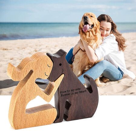 Dog Memorial Gifts for Women, Wooden Carving Dog, Gifts for Loss of Dog, Once by My Side Forever in My Heart