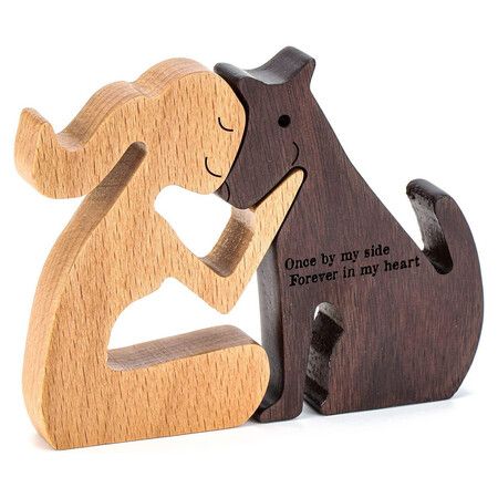 Dog Memorial Gifts for Women, Wooden Carving Dog, Gifts for Loss of Dog, Once by My Side Forever in My Heart