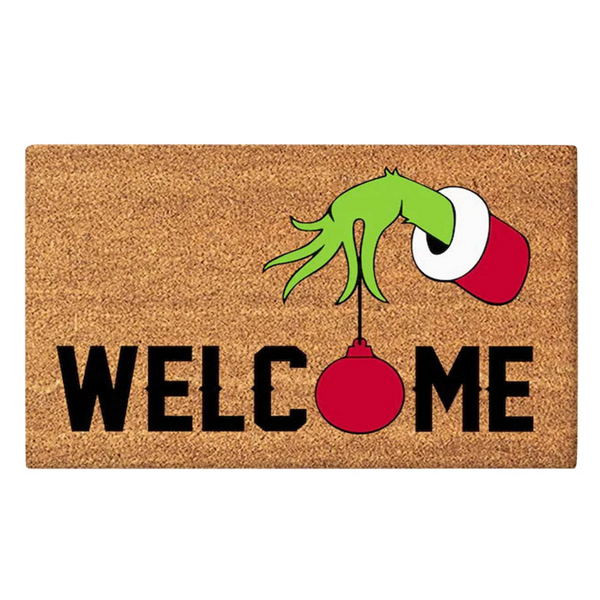 Grinch Christmas Doormat Plaid Washable Non-Slip  Front Door Mat Indoor Outdoor Holiday Decor