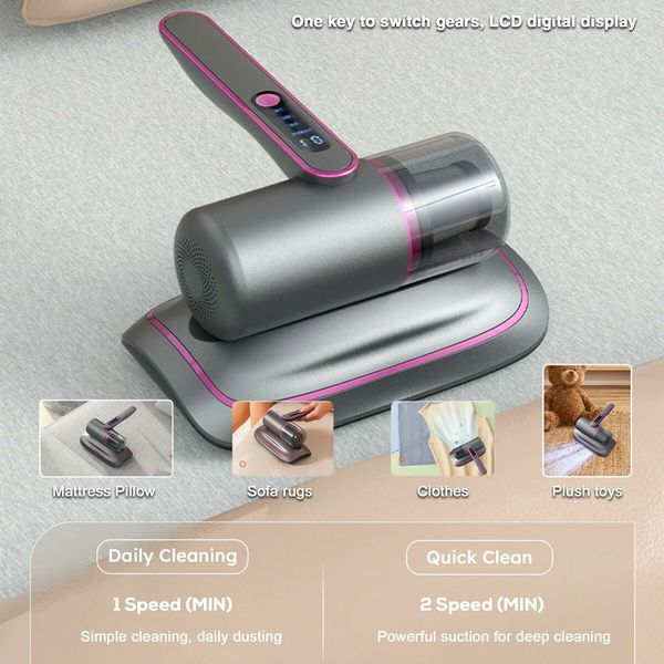 Handheld Bed Vacuum Cleaner with Purple Light, Lightweight and Rechargeable Vacuum, Effectively Clean Up for Pillows, Sheets, Mattresses, Sofas