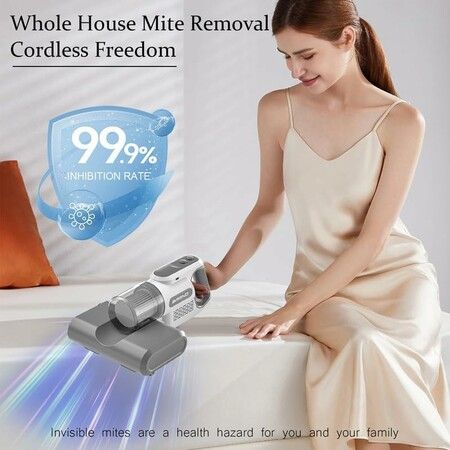 Bed Vacuum Cleaner, Handheld UV Deep Mattress Vacuum Cleaner with HEPA Filter, Effectively Clean Up for Pillows, Sheets, Mattresses, Sofas