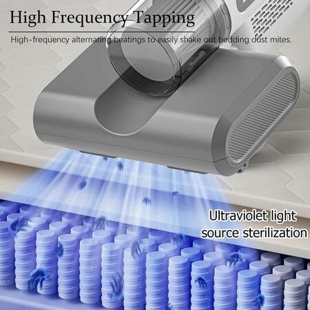 Bed Vacuum Cleaner, Handheld UV Deep Mattress Vacuum Cleaner with HEPA Filter, Effectively Clean Up for Pillows, Sheets, Mattresses, Sofas