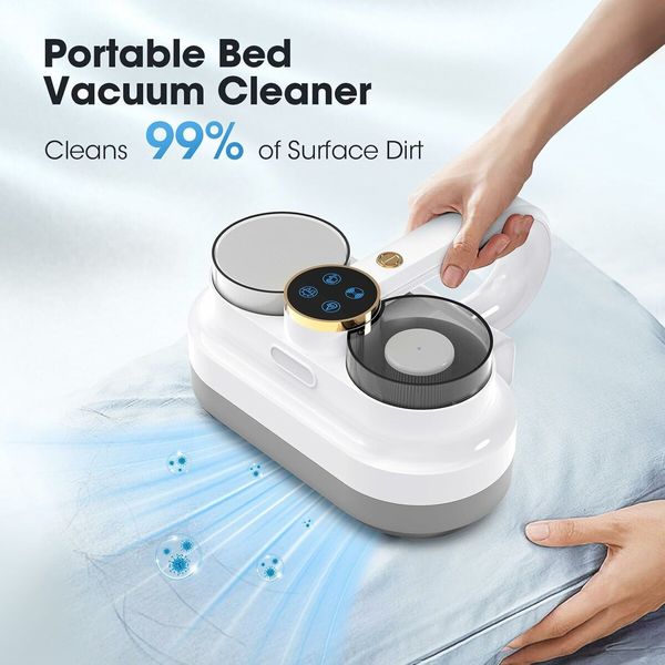 Cordless Bed Vacuum Cleaner, Handheld Mattress Vacuum Cleaner with UV, Strong Suction Bed Vacuum Cleaner for Deep Clean Dust