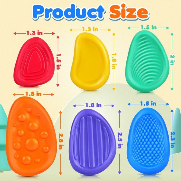Fidget Toys Sensory Stone,Textured Soft Worry Stone for Autism Kids Calming,Fidget Stress Toys,Small Prizes Fidget Toys,6 Pack