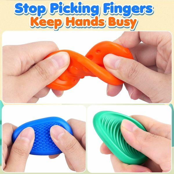 Fidget Toys Sensory Stone,Textured Soft Worry Stone for Autism Kids Calming,Fidget Stress Toys,Small Prizes Fidget Toys,6 Pack