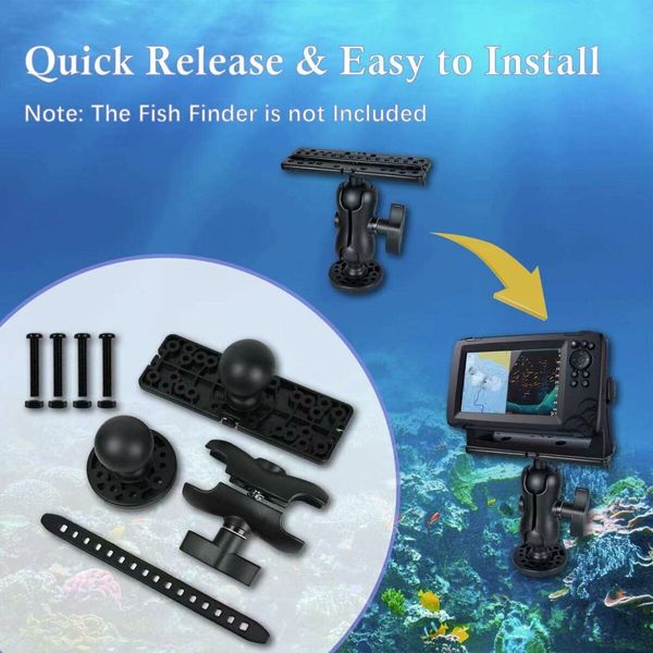 Fish Finder Mount Base, Universal 360 Degree Rotation Ball Mount Fish Finder Bracket