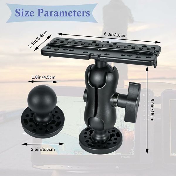 Fish Finder Mount Base, Universal 360 Degree Rotation Ball Mount Fish Finder Bracket