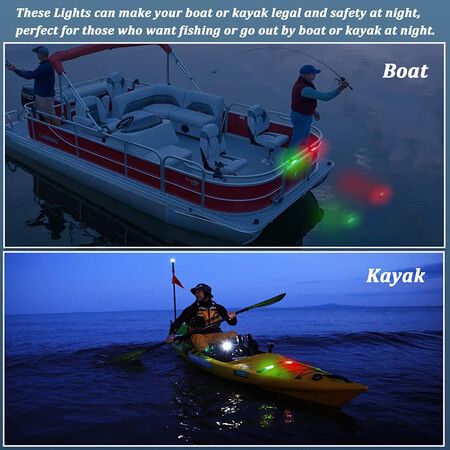 6 Pcs Kayak Navigation Lights Battery Boat Stern Lights Waterproof LED Navigation Lights for Night Boats Marine