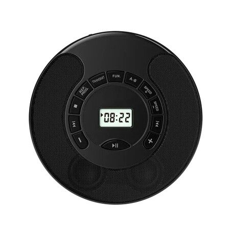 Rechargeable Portable CD Player MP3 With Dual Bluetooth Dual Speakers LCD Display For Car Home AUX USB Mode Color Black