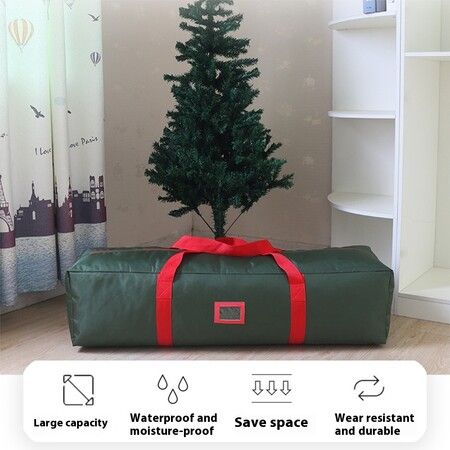 Green Heavy Duty Christmas Tree Storage Bag Fits Up to 110cm Tall Trees Waterproof with Handles and Zipper