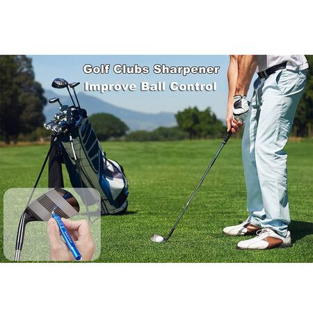 Golf Wedge Groove Sharpener Tool, Golf Club Sharpener, Aluminum Alloy Shaft Golf Club Groove Cleaner, Blue