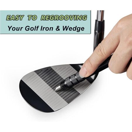 Golf Wedge Groove Sharpener Tool, Golf Club Sharpener, Aluminum Alloy Shaft Golf Club Groove Cleaner, Black