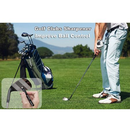 Golf Wedge Groove Sharpener Tool, Golf Club Sharpener, Aluminum Alloy Shaft Golf Club Groove Cleaner, Black