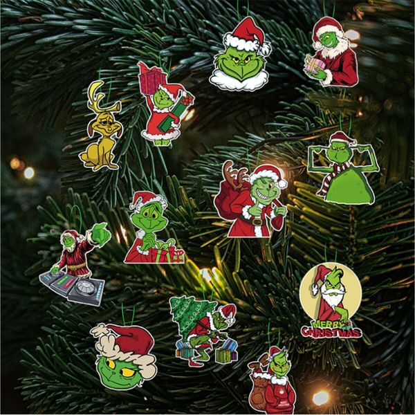 12 Christmas Grinch Hanging Ornaments Christmas Tree Decorations for  Party New Year Birthday Ideal Festive Decor