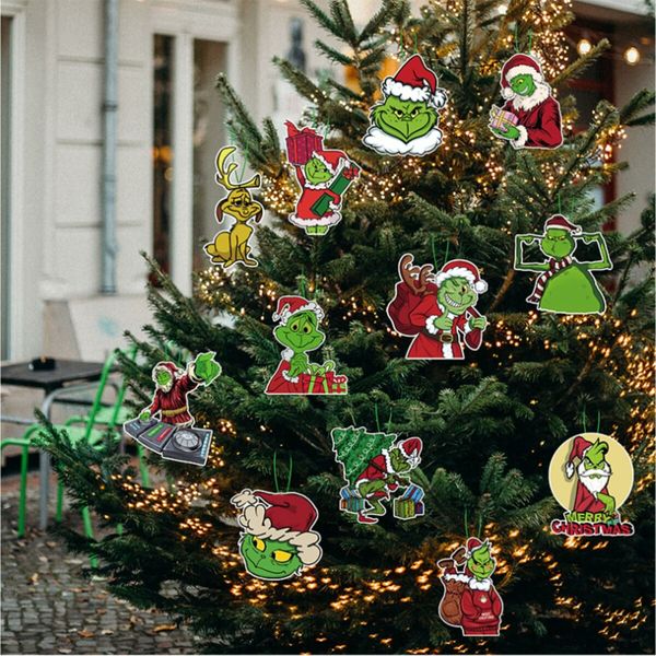 12 Christmas Grinch Hanging Ornaments Christmas Tree Decorations for  Party New Year Birthday Ideal Festive Decor