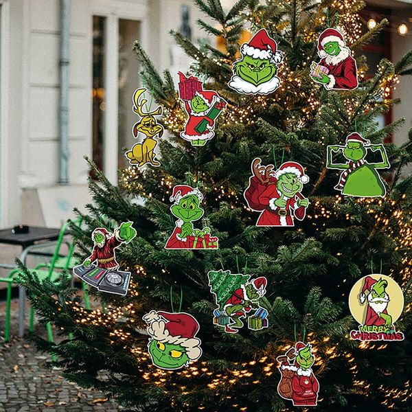 12 Christmas Grinch Hanging Ornaments Christmas Tree Decorations for  Party New Year Birthday Ideal Festive Decor