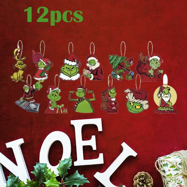 12 Christmas Grinch Hanging Ornaments Christmas Tree Decorations for  Party New Year Birthday Ideal Festive Decor