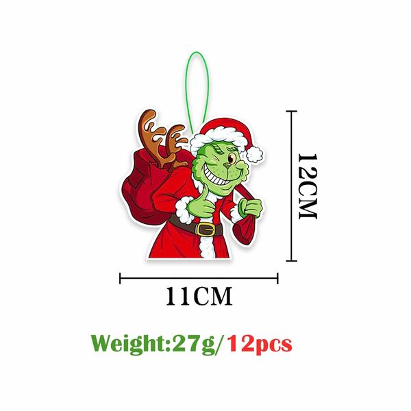 12 Christmas Grinch Hanging Ornaments Christmas Tree Decorations for  Party New Year Birthday Ideal Festive Decor