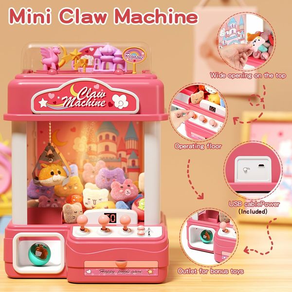 Kids Claw Machine,Large Candy Vending Grabber,Prize Dispenser Toys,Electronic Claw Game Machine for Party Birthdays with Lights Sound,Includes 30 Toys and 25 Game Coins