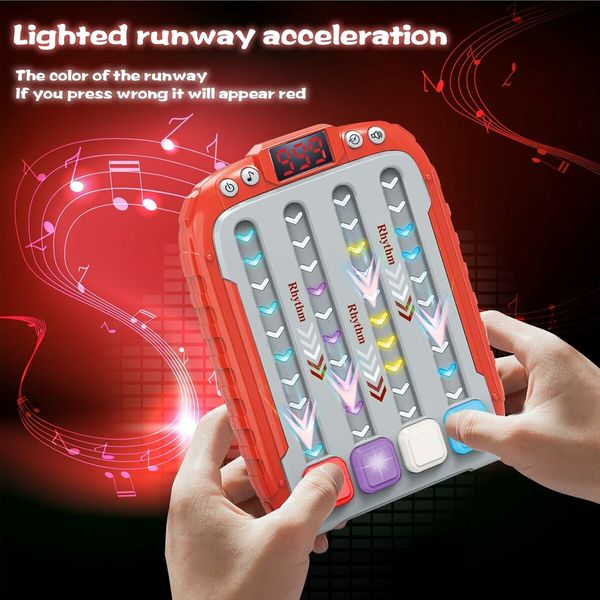 Rhythm Game Machine, Quick Push Pop Game Pop it Game Handheld Puzzle Game Machine, Red