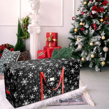 Black 120cm Christmas Tree Storage Bag Durable Waterproof Zippered Bag with Handles Protects Against Dust Insects and Moisture