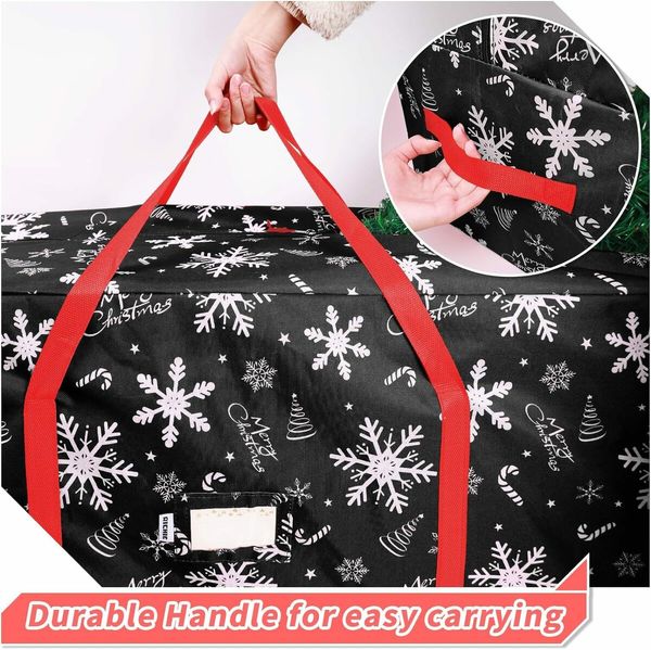 Black 120cm Christmas Tree Storage Bag Durable Waterproof Zippered Bag with Handles Protects Against Dust Insects and Moisture