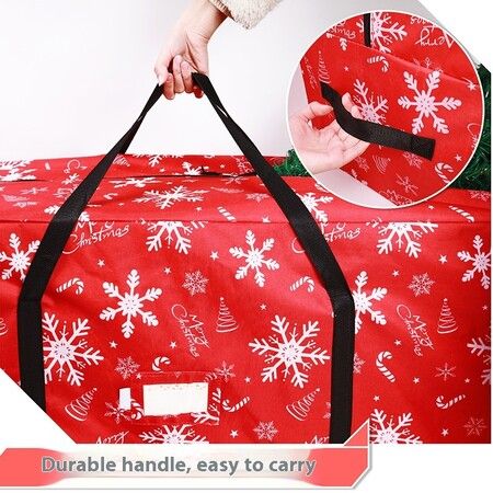 Red 120cm Christmas Tree Storage Bag Durable Waterproof Zippered Bag with Handles Protects Against Dust Insects and Moisture