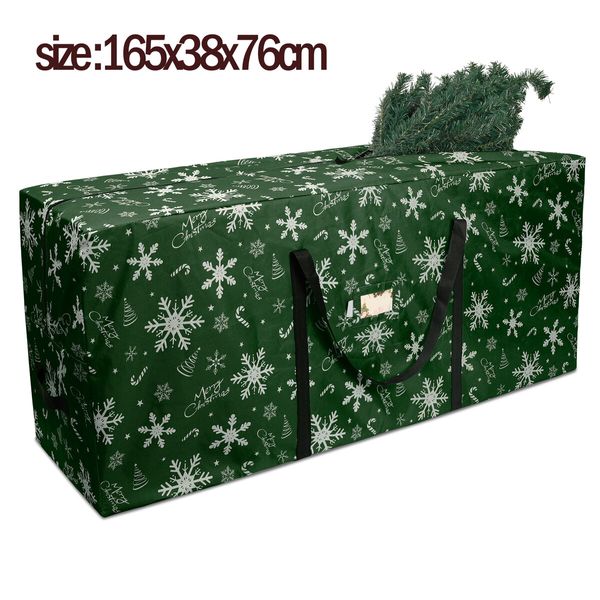 Green 165cm Christmas Tree Storage Bag Durable Waterproof Zippered Bag with Handles Protects Against Dust Insects and Moisture