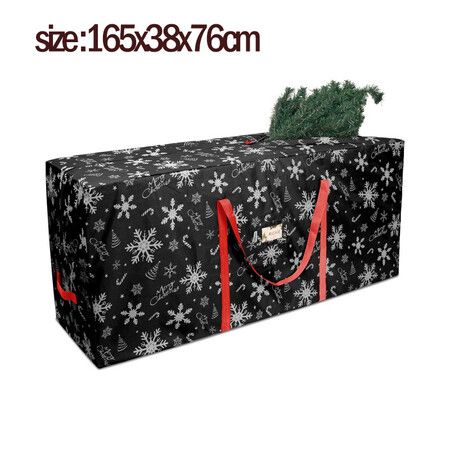 Black 165cm Christmas Tree Storage Bag Durable Waterproof Zippered Bag with Handles Protects Against Dust Insects and Moisture