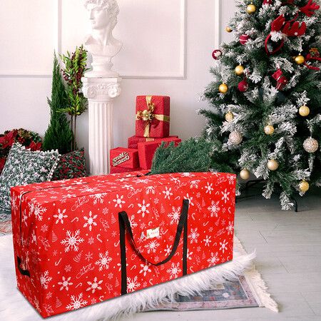 Red 165cm Christmas Tree Storage Bag Durable Waterproof Zippered Bag with Handles Protects Against Dust Insects and Moisture