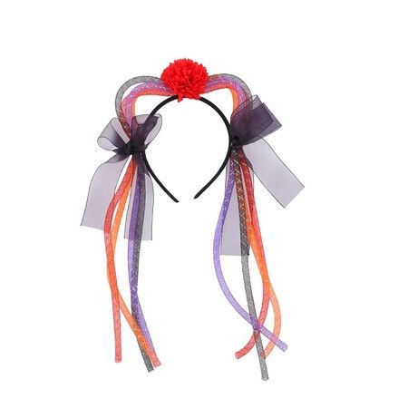 Halloween Headband Cat Ears Red Flower Glitter Gauze Streamers Women Party Birthday Makeup Hair Accessories Fancy Decorations