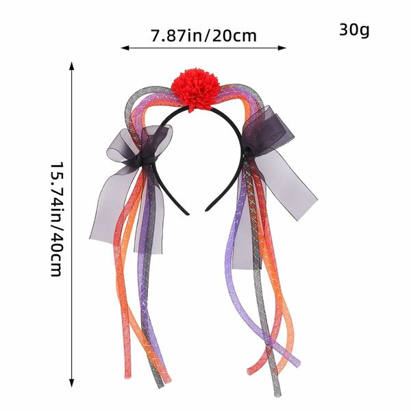 Halloween Headband Cat Ears Red Flower Glitter Gauze Streamers Women Party Birthday Makeup Hair Accessories Fancy Decorations