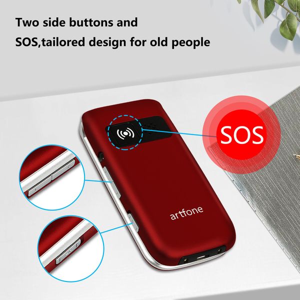 4G Volte Flip Mobile Phones Unlocked for Seniors,Big Buttons Cell Phone for Elderly Kids,Clear Sound,SOS Button,USBC Powered,Talking Numbers G3 Red