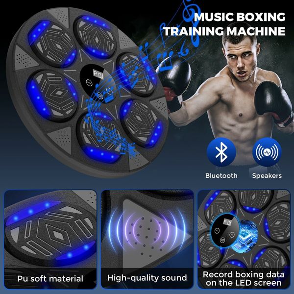 Music Boxing Machine,Home Wall-Mounted Training Gear with Gloves,Boxing Training Punching Equipment with Blutooth,Fitness and Reflex Improvement