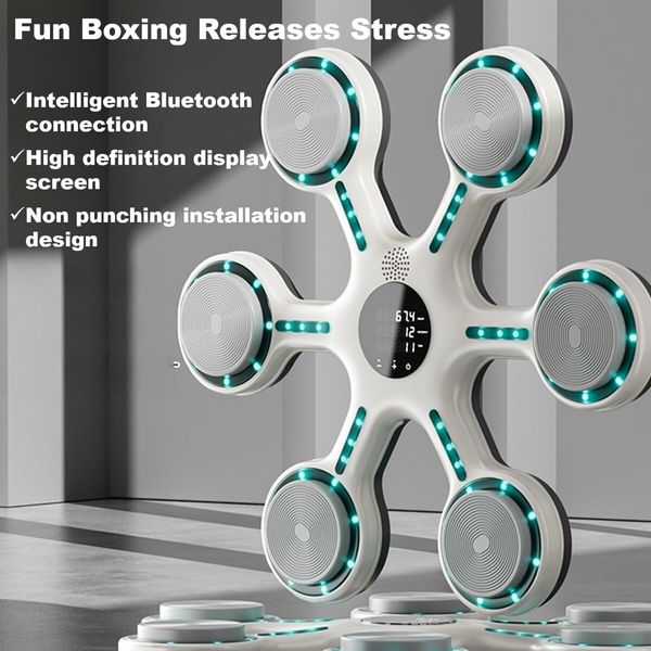 Smart Music Boxing Machine with Bluetooth,Home Wall-Mounted Training Gear,Boxing Training Punching Equipment with Gloves,Fitness and Reflex Improvement