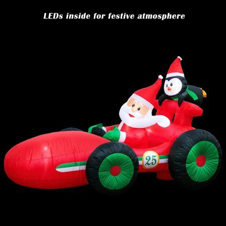 Stockholm Christmas Lights SANTA RACE CAR Inflatable Lights Cool White LEDs