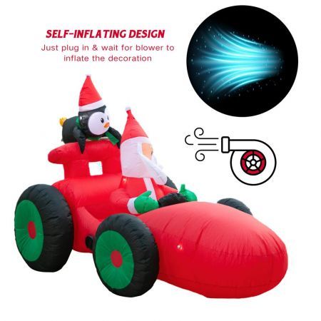 Stockholm Christmas Lights SANTA RACE CAR Inflatable Lights Cool White LEDs