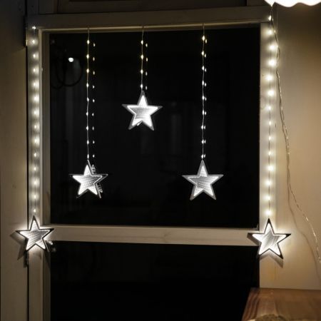 Stockholm Christmas Lights STAR Curtain Lights 240 Cool White LEDs Indoor