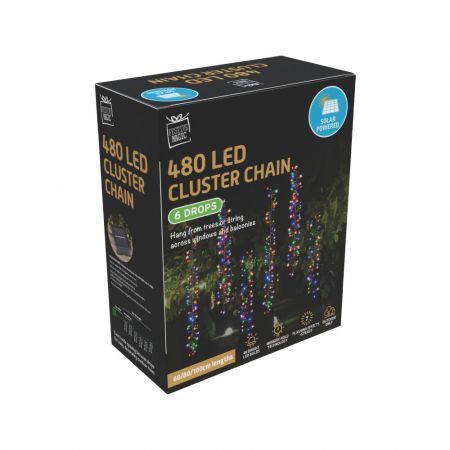 Stockholm Christmas Lights SOLAR TREE Curtain Lights 480 Multi Colour LEDs