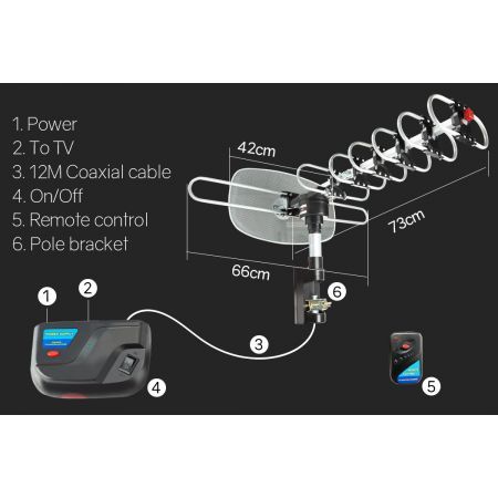 Outdoor TV Antenna Digital Rotating HD Aerial Amplified Signal Booster Remote