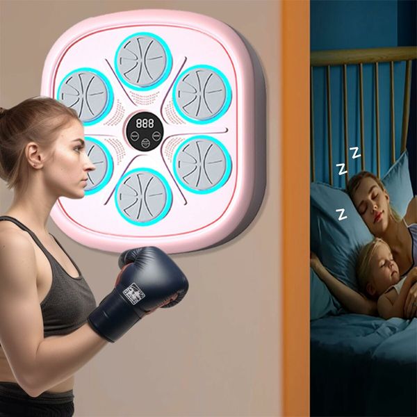 Pink Music Boxing Machine,9 Speeds and 9 Modes,with Boxing Gloves,for Home Indoor Exercise Boxing Machine