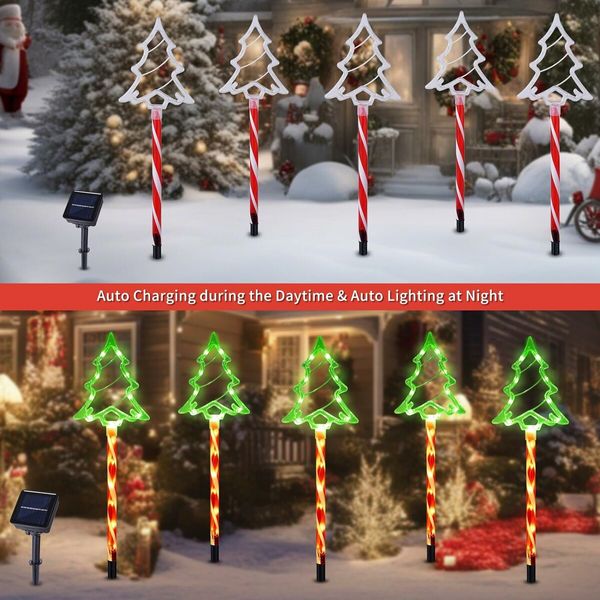 5 Pack LED Christmas Solar Power Ground Stake Outdoor   Pathway  Party Supply Waterproof Solar IP65 Christmas