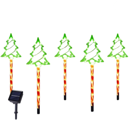 5 Pack LED Christmas Solar Power Ground Stake Outdoor   Pathway  Party Supply Waterproof Solar IP65 Christmas