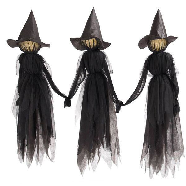 Halloween Decorations,5 FT Set of 3 Light Up Witches Holding Hands Witches with Stakes,Witch Decorations with Glowing Face for Yard Garden Outdoor Lawn Porch Haunted House Decor