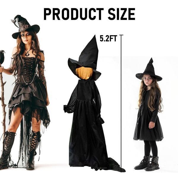 Halloween Decorations,5 FT Set of 3 Light Up Witches Holding Hands Witches with Stakes,Witch Decorations with Glowing Face for Yard Garden Outdoor Lawn Porch Haunted House Decor